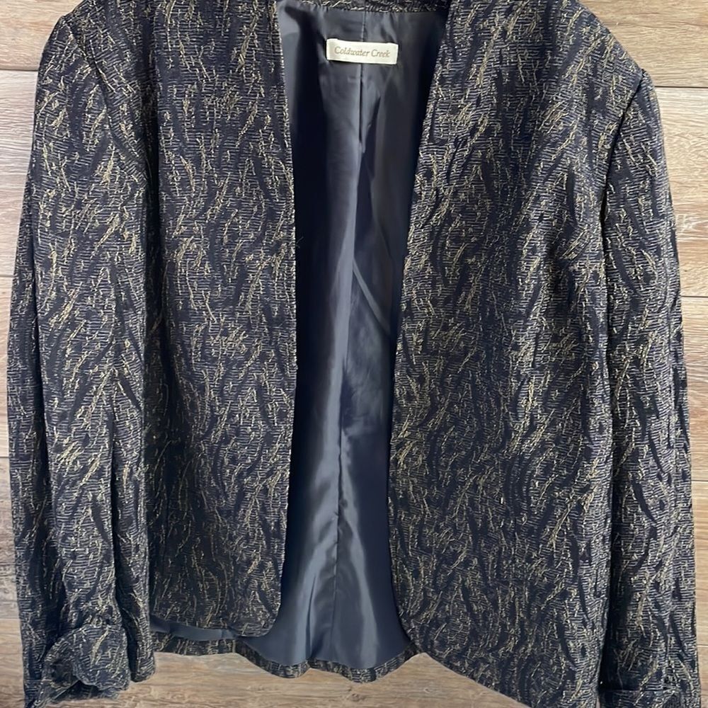 Coldwater Creek Ladies Dress BlazerJacket , Black with Design